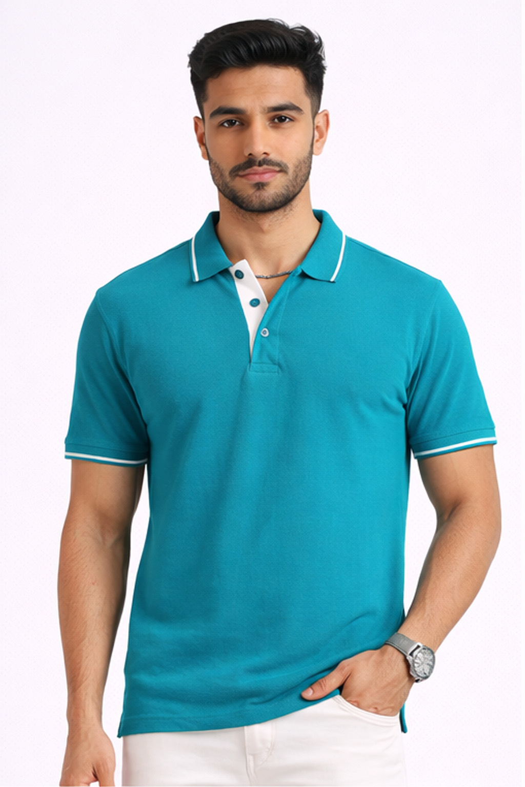 Electric green bio tipped polo T-shirt for branded uniforms and events