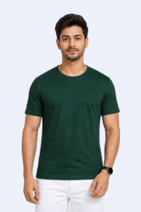 Ultra Comfo bottle green crew neck T-shirt made from premium 100% cotton single jersey.